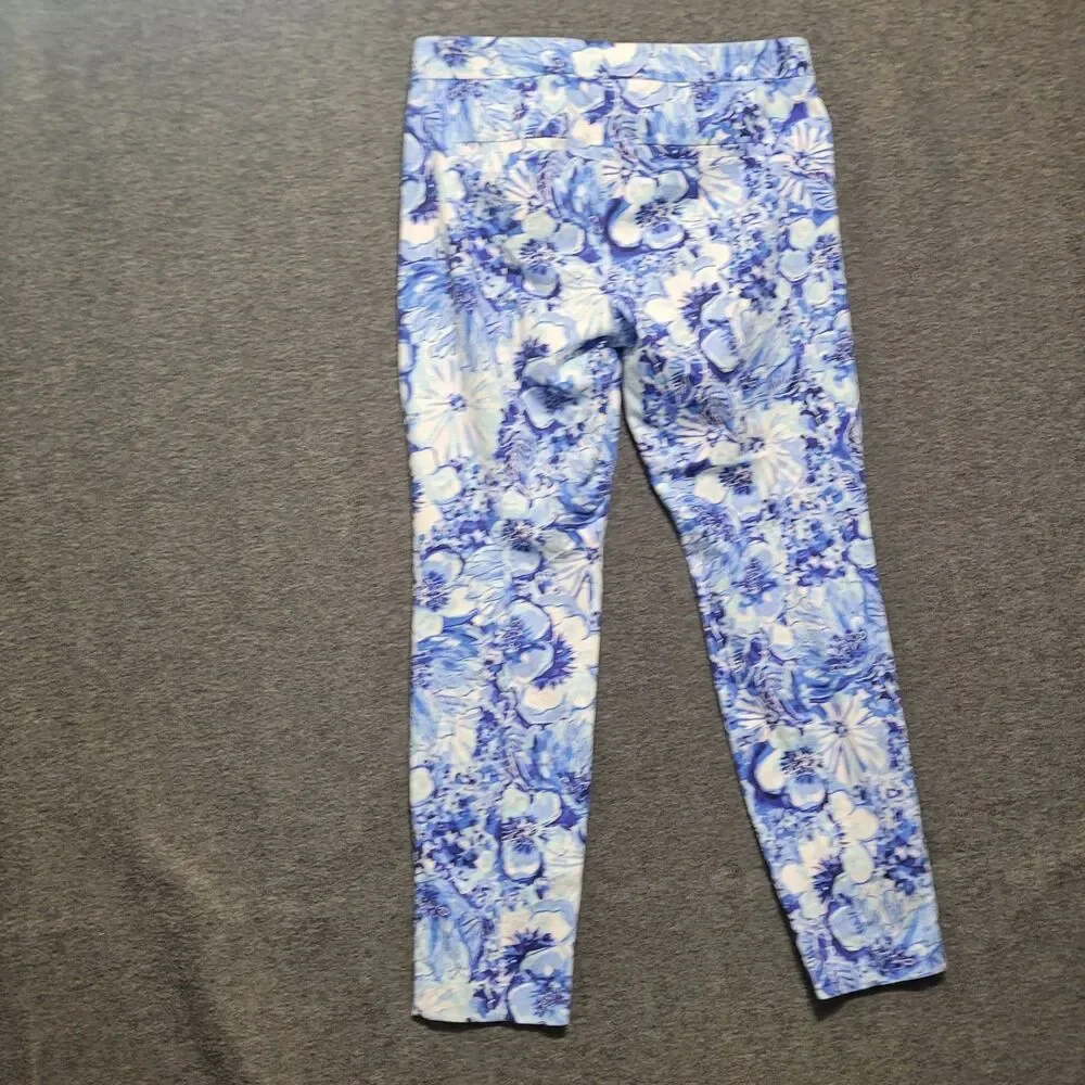 Lilly Pulitzer 8 pants Kelly Skinny Ankle Coastal Blue Catch n Keep blue flower